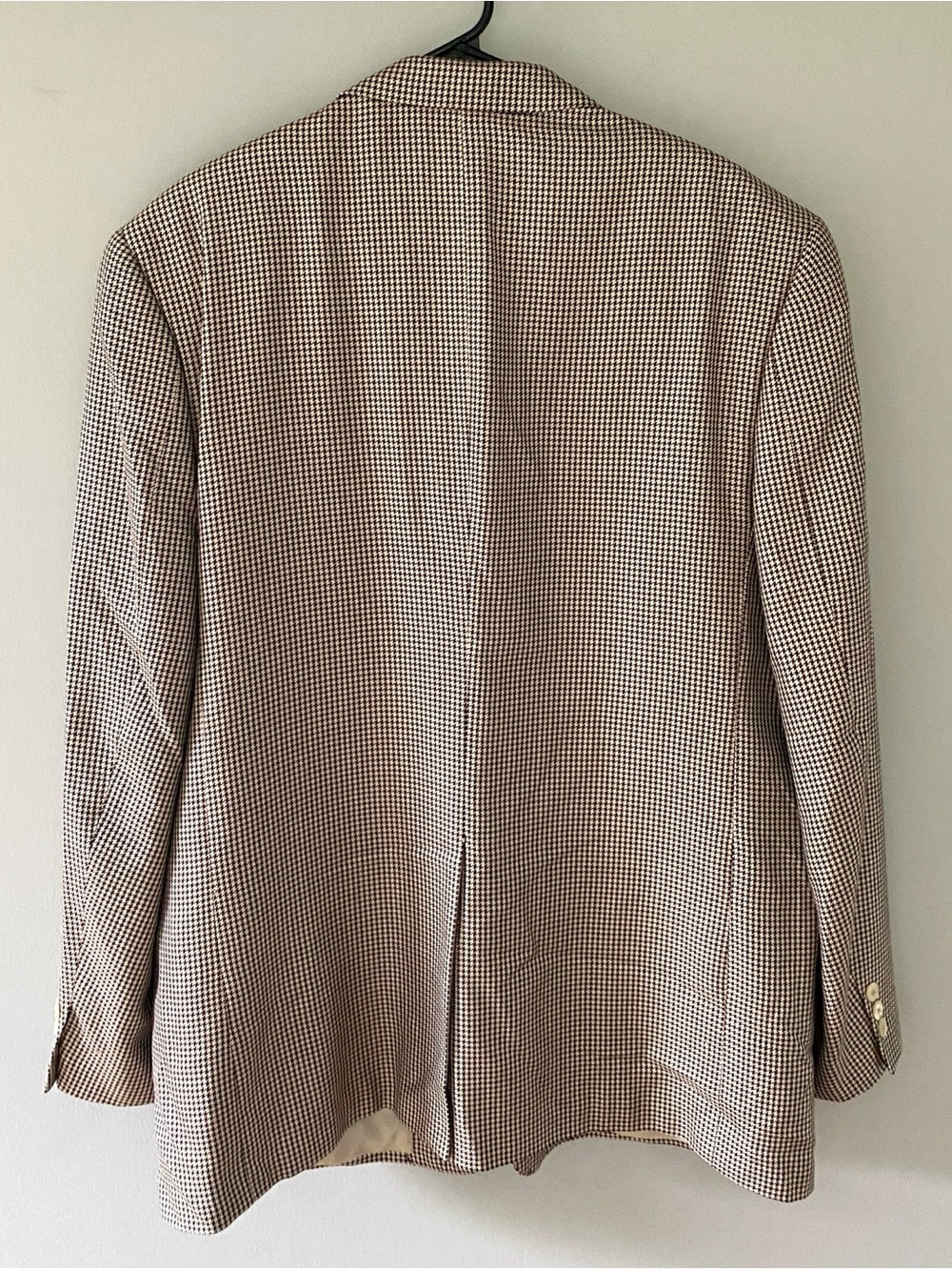 Vintage Harry Lebow Brown Silk Wool Houndstooth Blazer Jacket Sport Coat L 46 - Picture 3 of 10